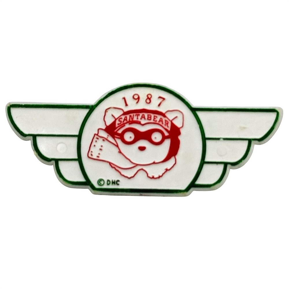 Dayton's 1987 Santabear Pilot Wings Pin White Vintage Christmas Brooch